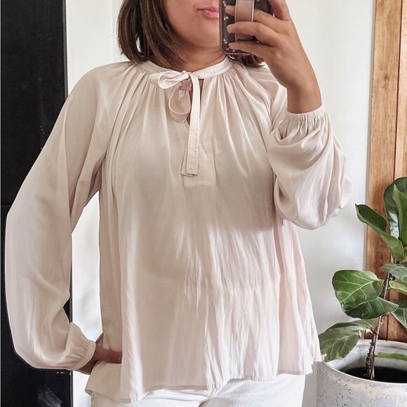 ALC tie Front Flowy Blush Pink Blouse. Size 0 - Picture 6 of 10